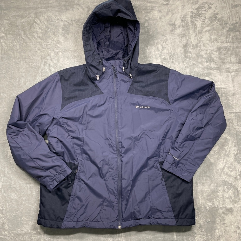 Columbia Hooded Jacket Mens 2X Navy Omni-Tech Omni-Heat Colorblock